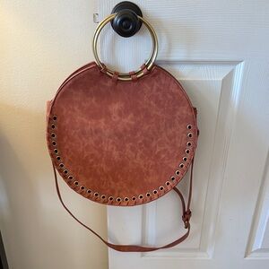 Anthropologie Circular Brown Crossbody Bag